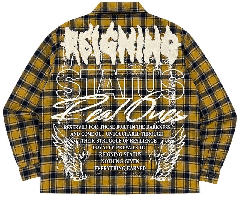 R3BEL DENIM FLANNEL REIGN STATUS REAL ONES