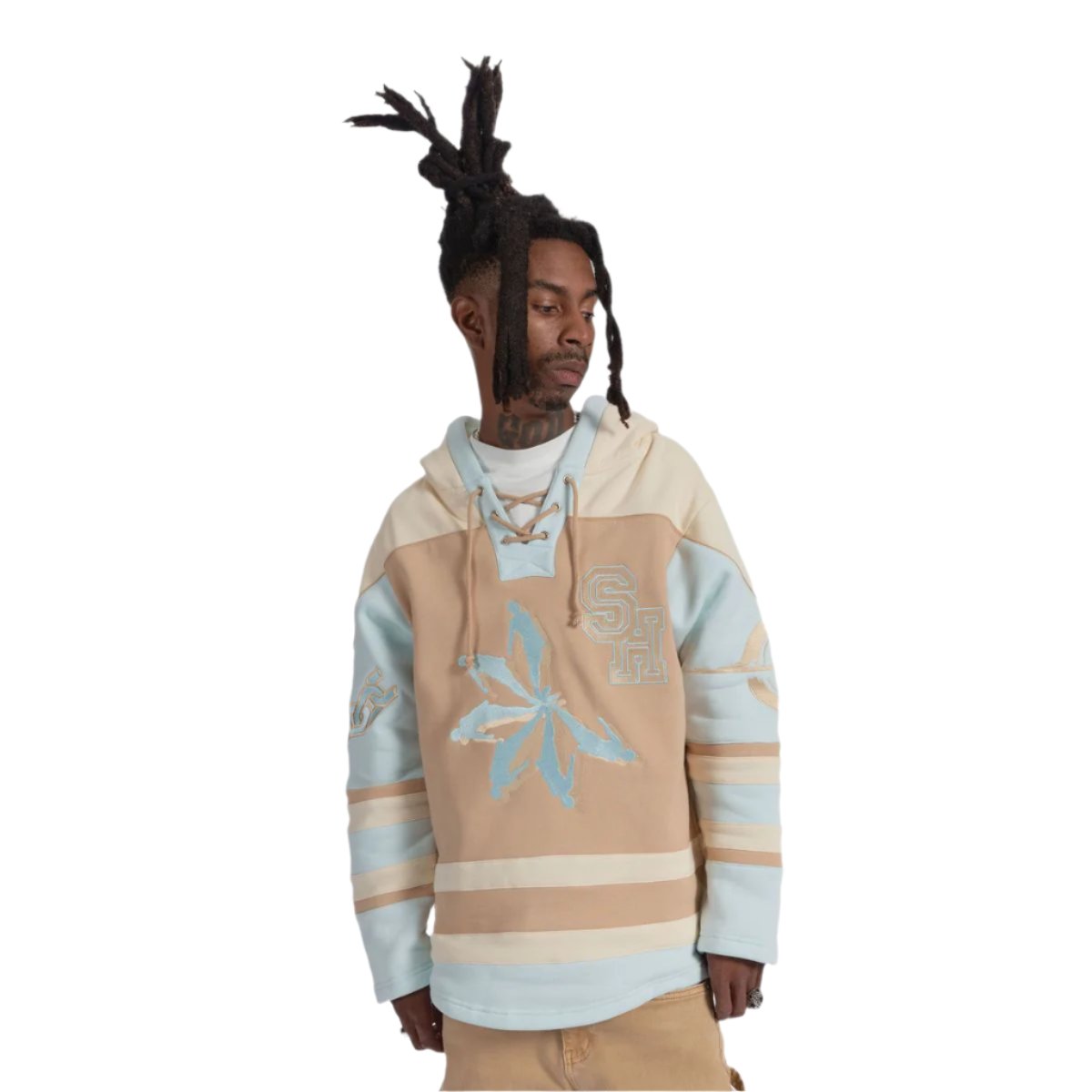 Sugar Hill "Pressure" Hockey Hoodie "Tan/Baby Blue"
