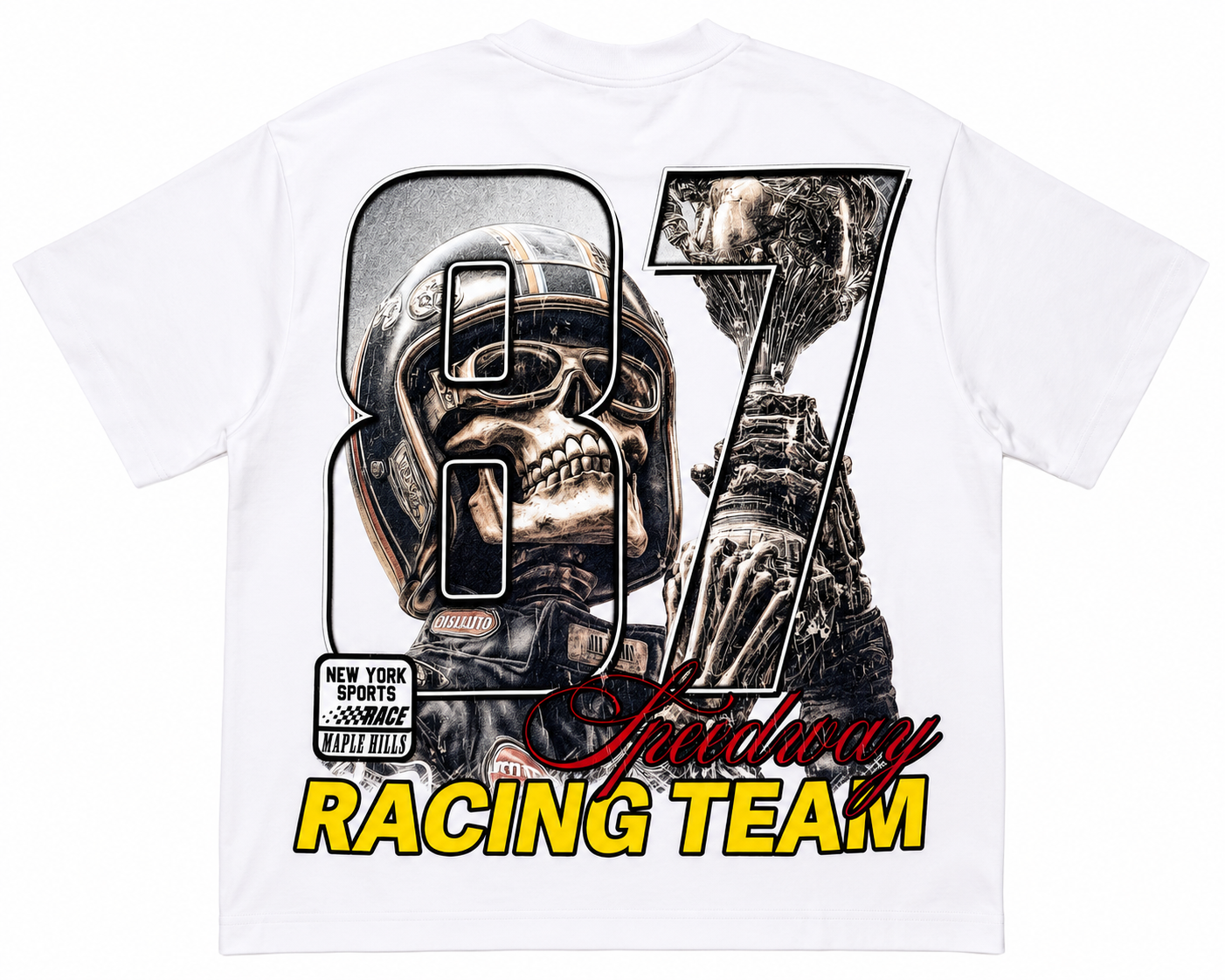 SPACE APE STUDIO MAPLE HILLS SKULL RACING T-SHIRT
