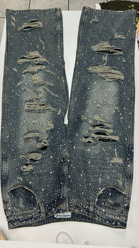 Vale USA - rhinestone blue jeans