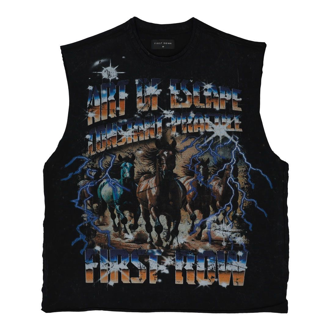First Row Black cut off shirt