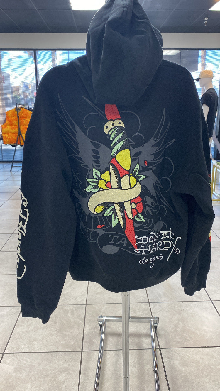 Ed Hardy - Black Tiger Eagle zip hoodie