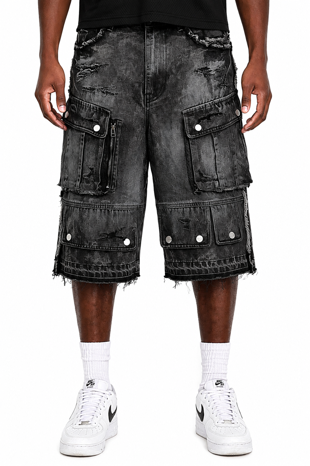 First Row - black denim shorts Copy