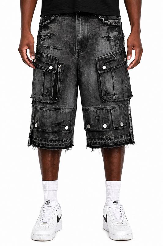First Row - black denim shorts Copy