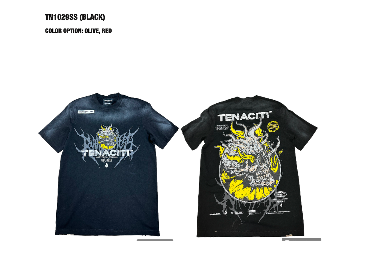 Tenanciti - Black/yellow skull Tee