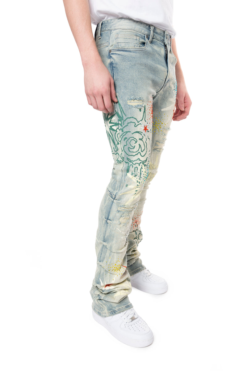 Smoke Rise "Rhinestone" Stacked Jeans