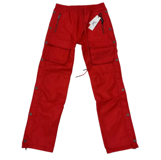 The Trenches - "al-hudaydah" red snap front cargo pants