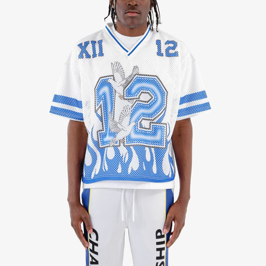 Copper Rivet - blue & White Mesh jersey