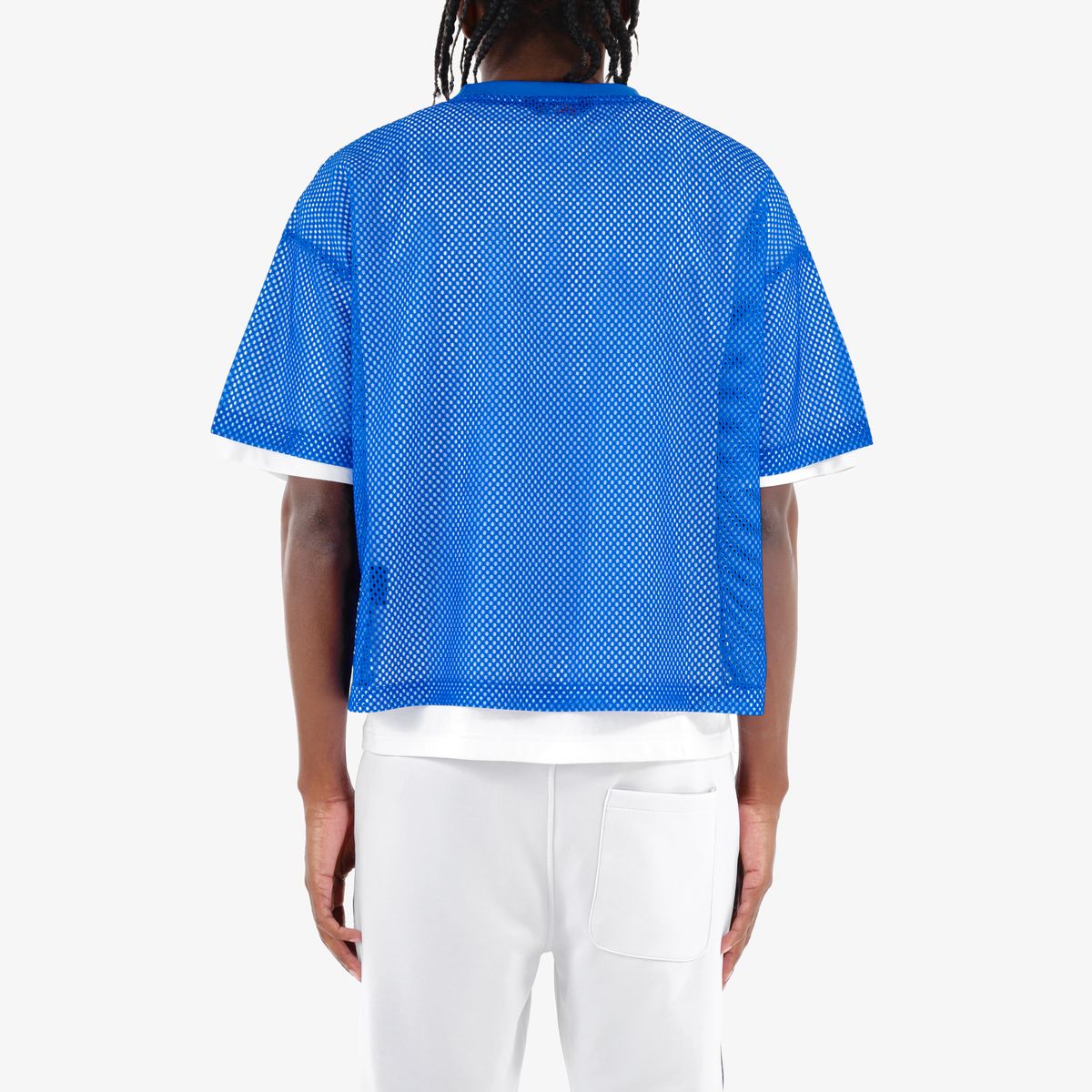 Copper Rivet - Blue mesh fabric jersey