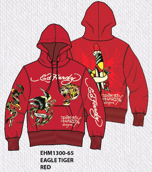 Ed Hardy - (red) eagle tiger mens hoodie