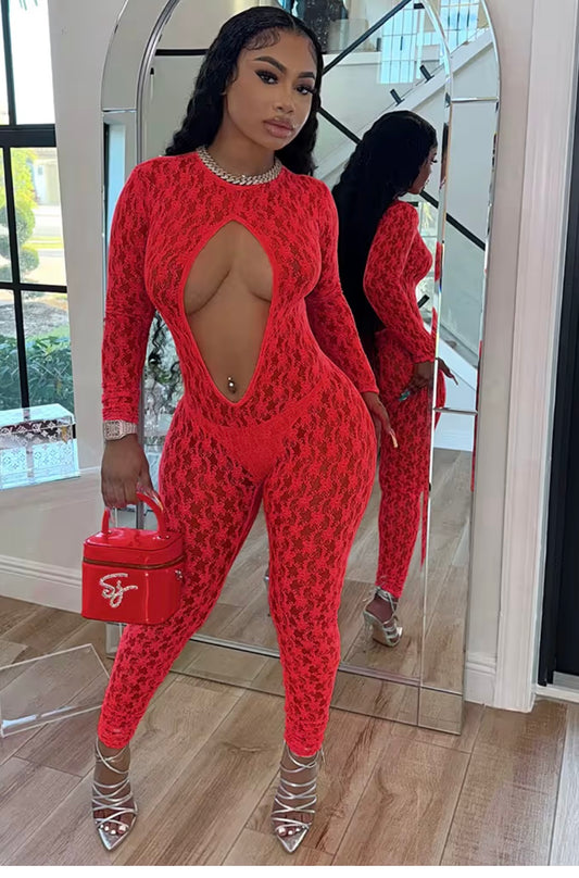 Honey Trap - Red Jumpsuit