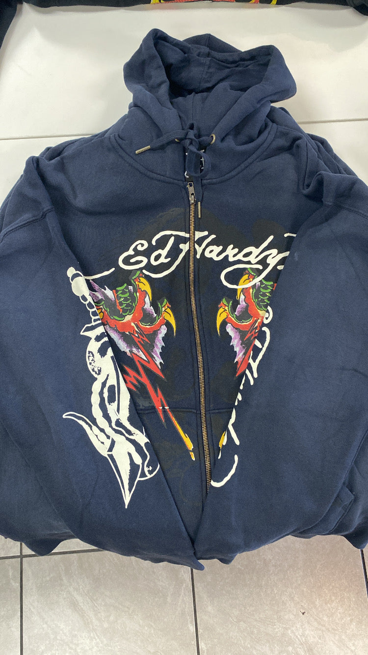 Ed hardy - tiger flame boxy hoodie