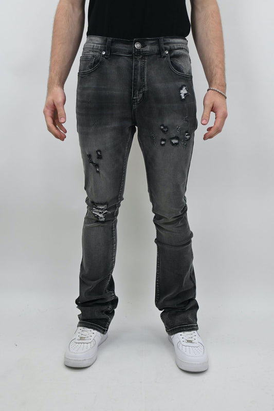 SBO Grey Vintage Stacked Jeans