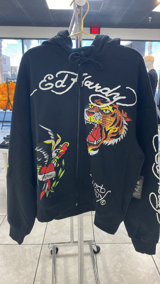 Ed Hardy - Black Tiger Eagle zip hoodie