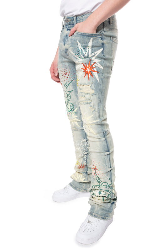 Smoke Rise "Rhinestone" Stacked Jeans