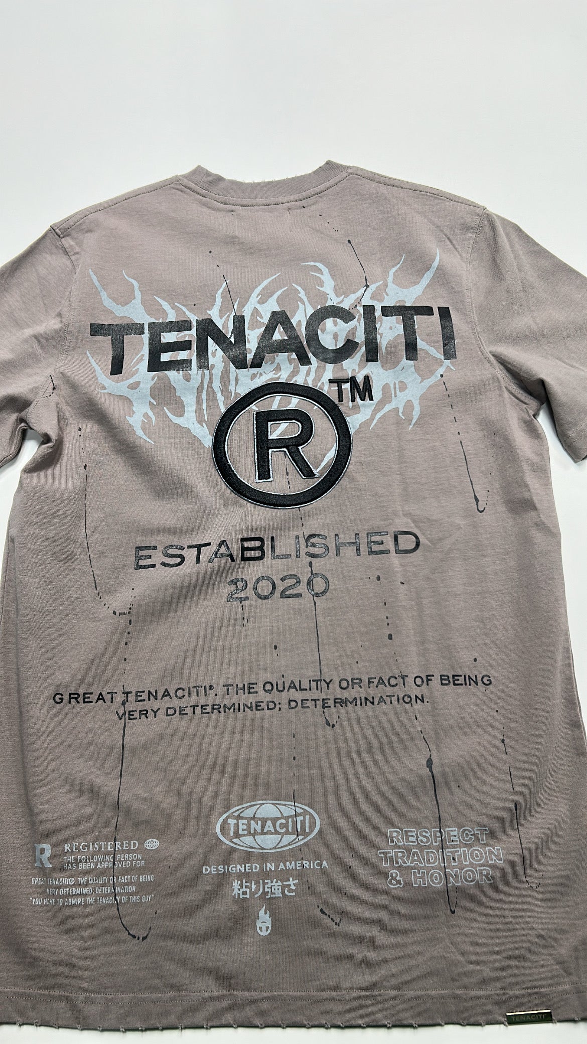 Tenaciti - grey paint splat tee